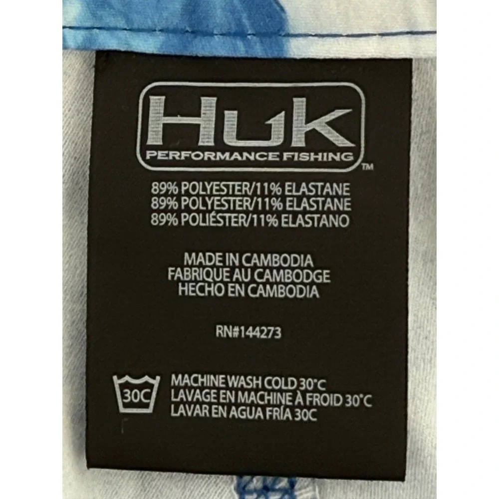 Huk Pursuit Mossy‎ Oak Fracture Boardshorts Mens Blue Fishing Shorts Sz 30